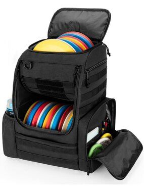 Spacious Disc Golf Backpack for 24-26 Discs, Lightweight & Durable, Black